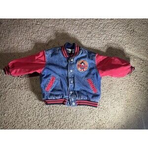 Vintage Disney Store Toddler 18 Months Mickey Mouse MVP Jean Bomber Jacket 1928